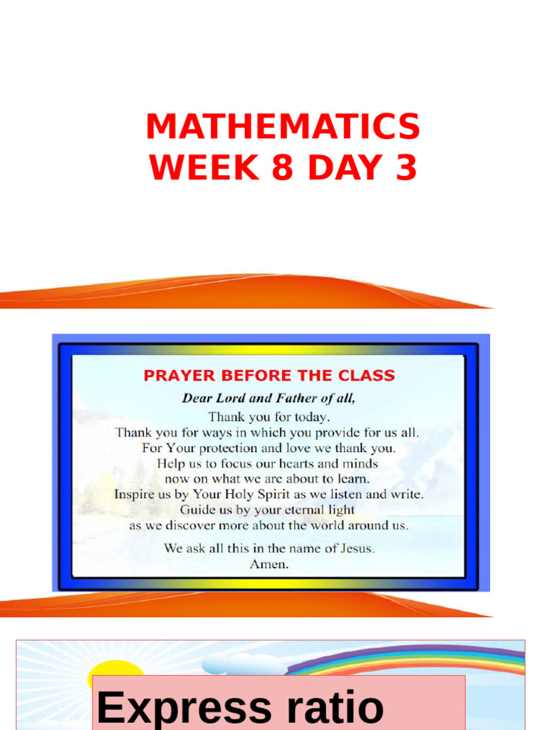 4.WEEK 8 Q2 MATH Day 1 5 | PDF | Ratio | Arithmetic