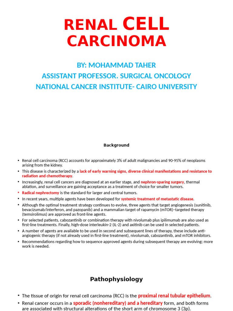RCC Overview and Treatment Strategies | PDF | Metastasis | Radiation ...