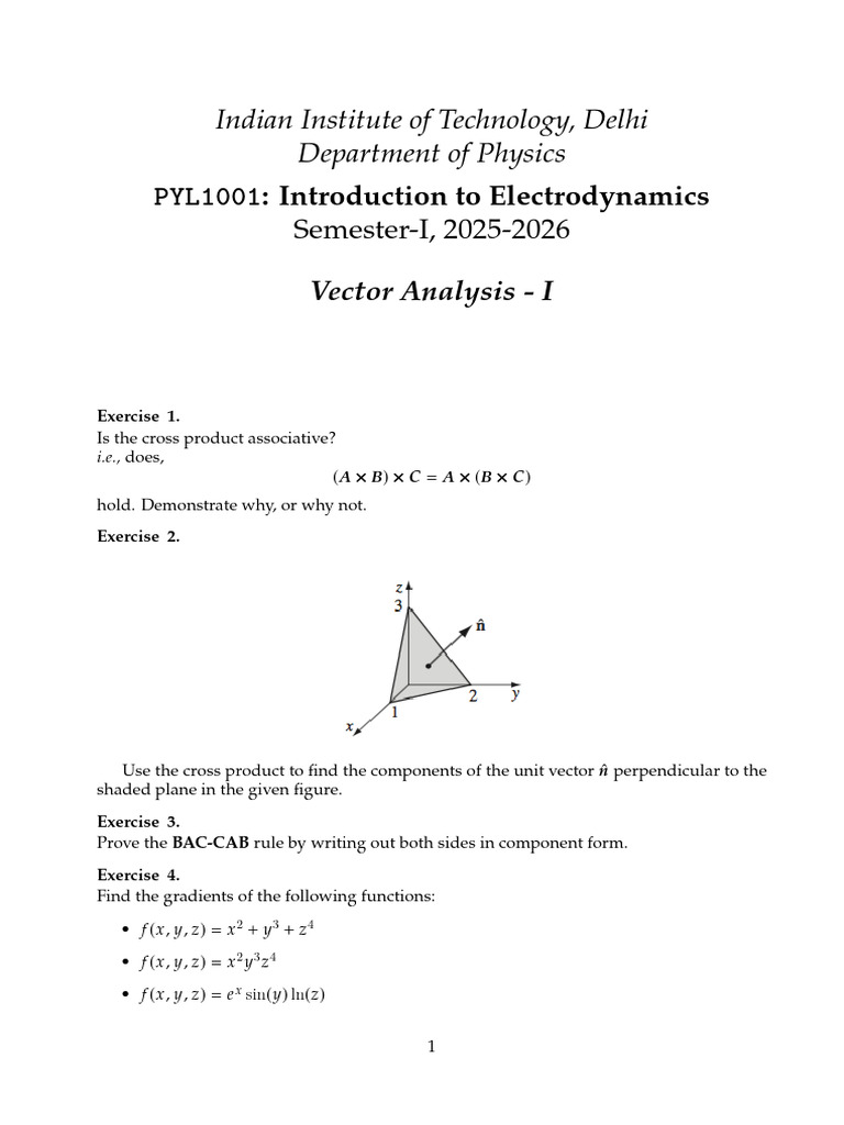 01 Tutorial Vector Analysis I | PDF
