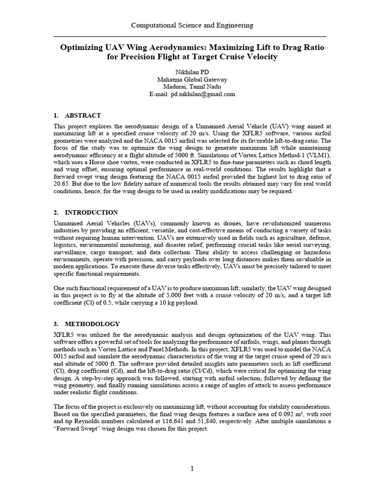 IMERXN UAV Project Report | PDF | Lift (Force) | Airfoil