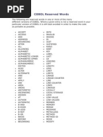 COBOL Reserved Words