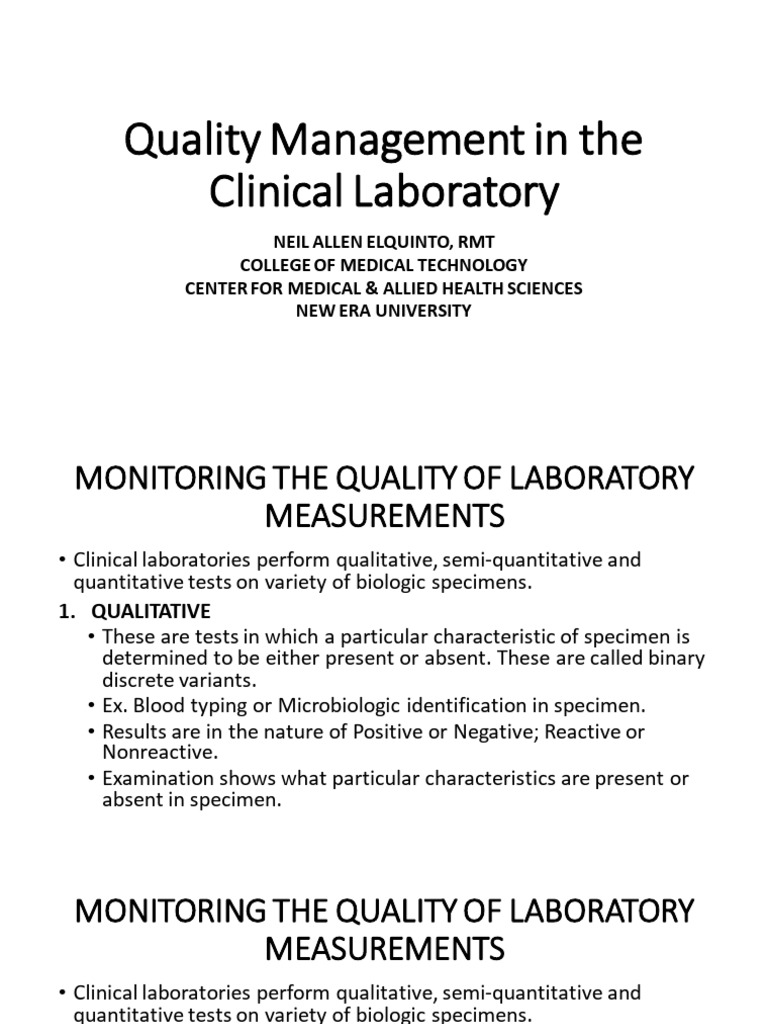 Clinical Laboratory Quality Management Guide | PDF | Quality Assurance ...
