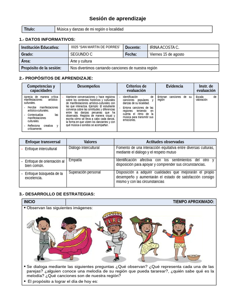 Música y danzas de mi región escolar | PDF | Aprendizaje | Bailes