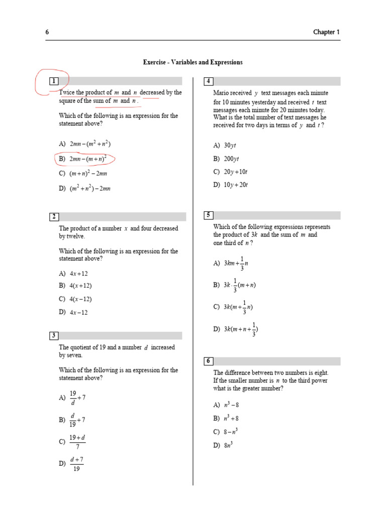 7:15 10th PSAT MATH PRACTICE | PDF | Equations | Variable (Mathematics)