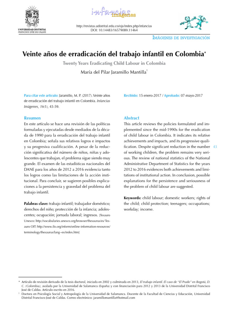 Erradicación del Trabajo Infantil en Colombia | PDF | Trabajo infantil ...