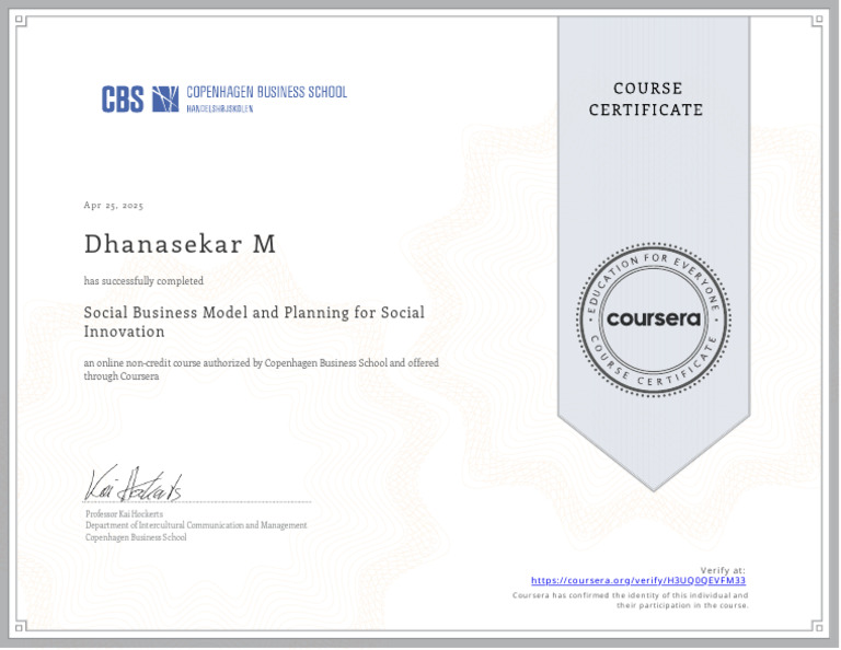 Social Business Model Course Completion | PDF