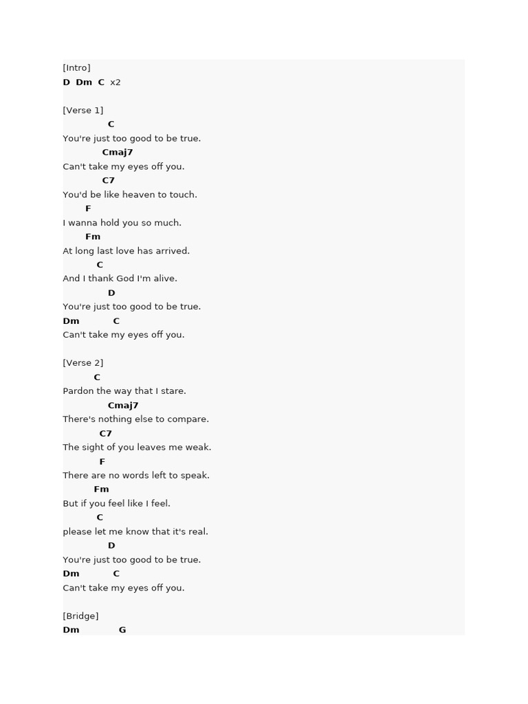"Can't Take My Eyes Off You Lyrics" | PDF