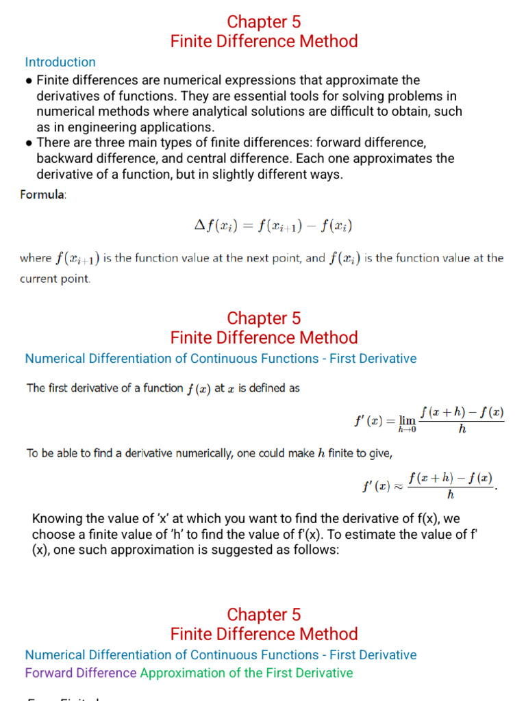 Lecture 5 Finite Difference | PDF | Finite Difference | Derivative