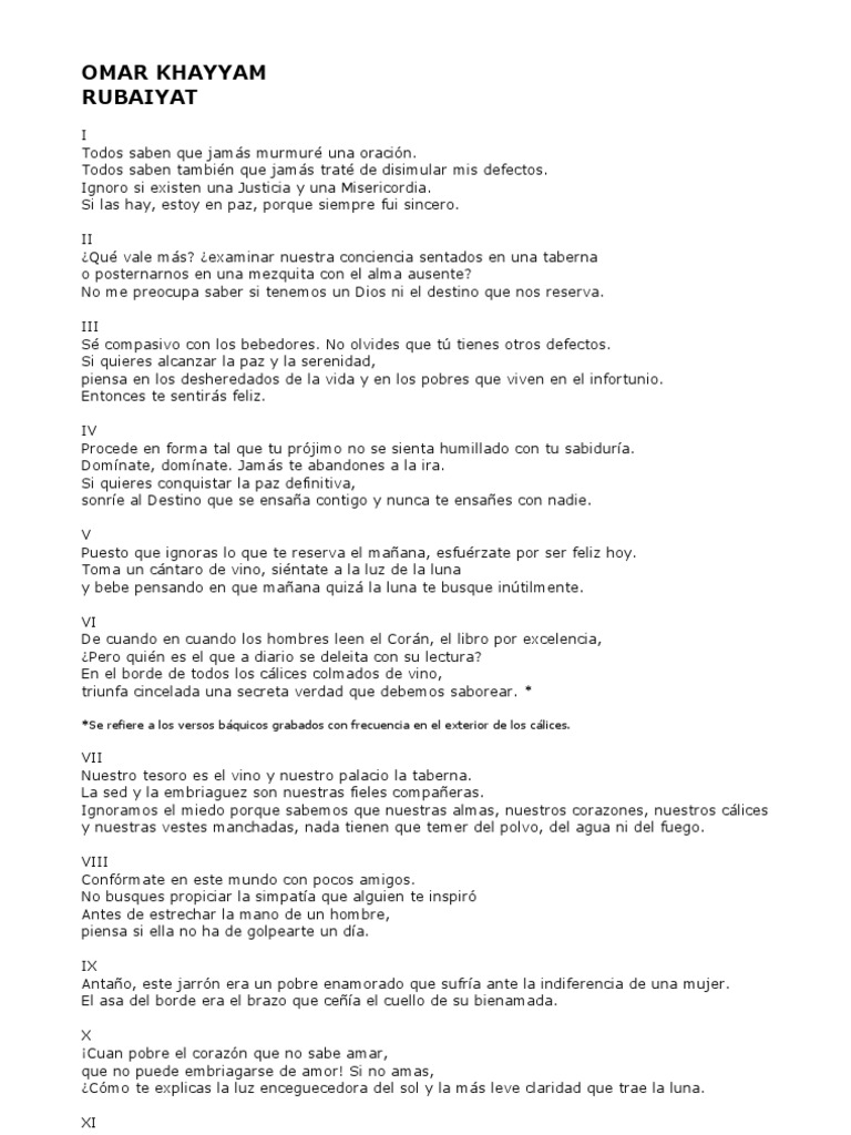 Reflexiones de Khayyam sobre Vida y Destino | PDF | Vino | Amor, image size:768x1024