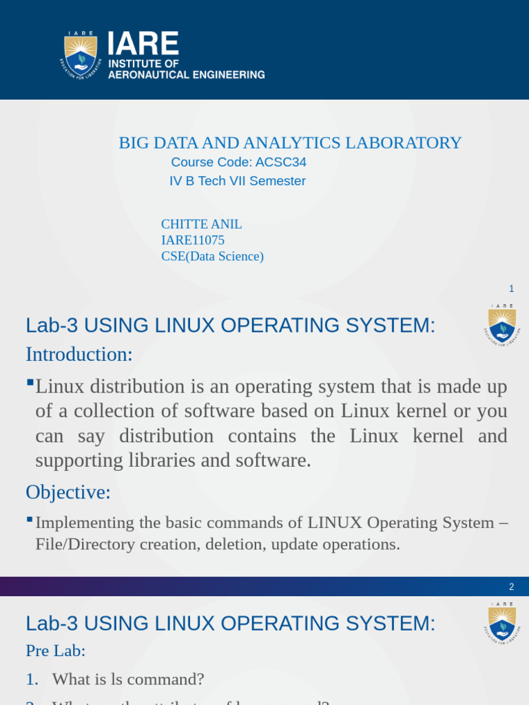 Linux OS Basics for Data Science Lab | PDF