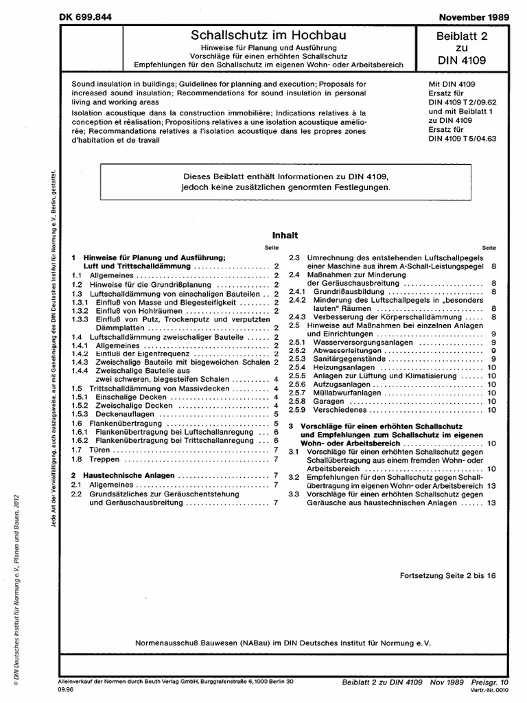 DIN 4109 Beiblatt 2 Overview | PDF
