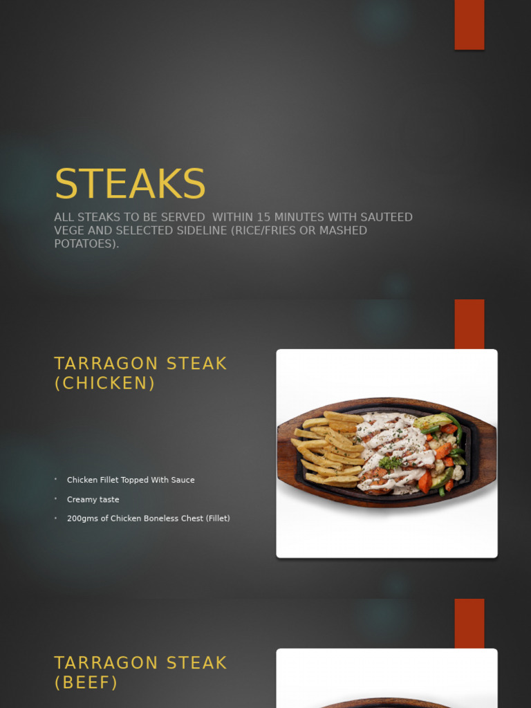 Steak Options and Descriptions | PDF