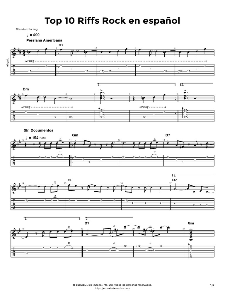 Top Riffs in Rock en Español | PDF