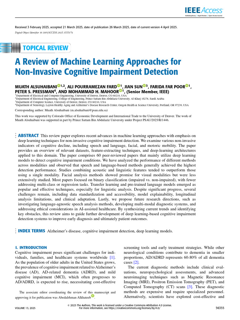 Machine Learning for Cognitive Impairment Detection | PDF | Deep ...