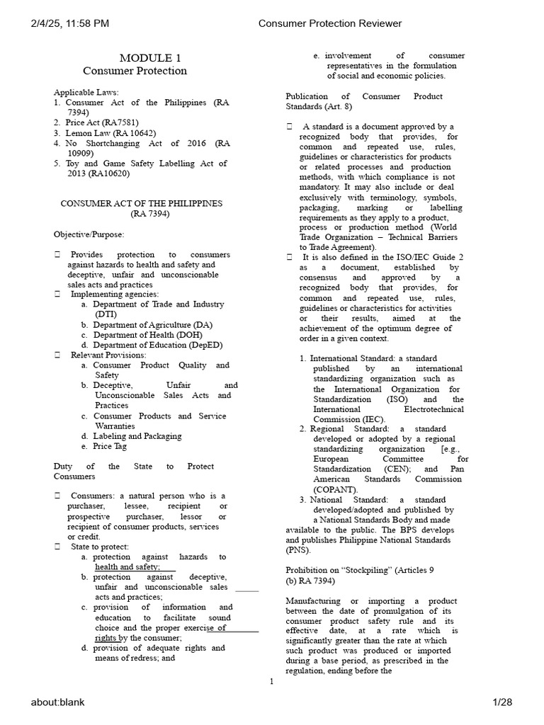 Consumer Protection Act Overview | PDF | Standardization | Consumer ...