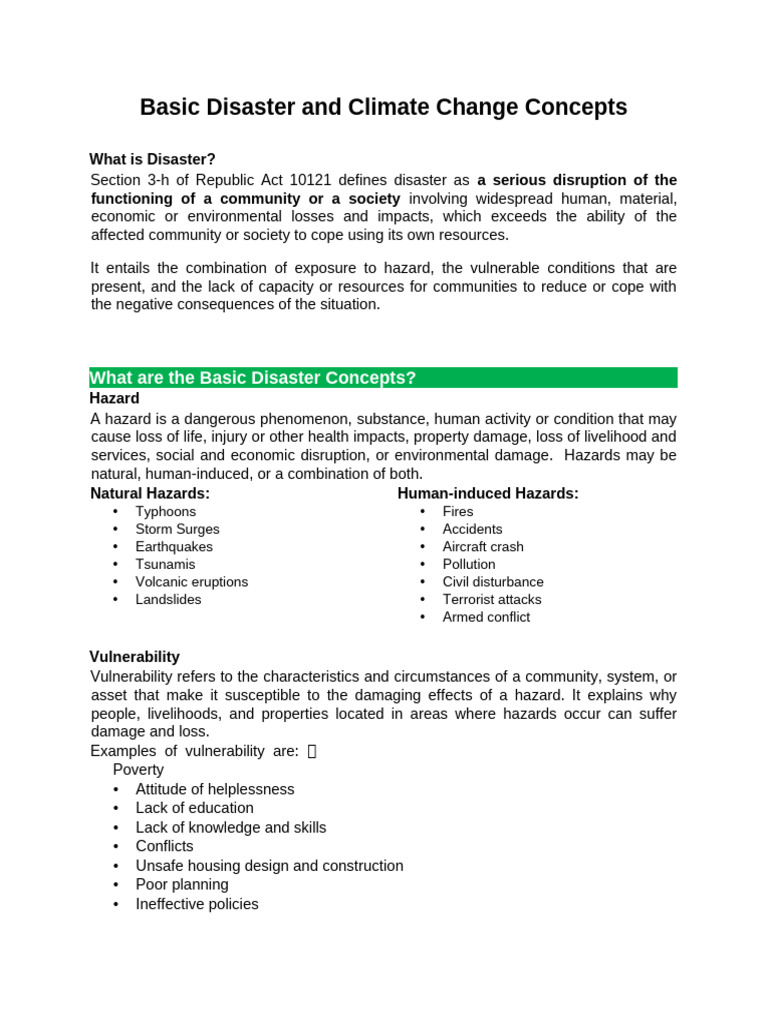 Disaster and Climate Change Essentials | PDF | Hazards | Natural Disasters