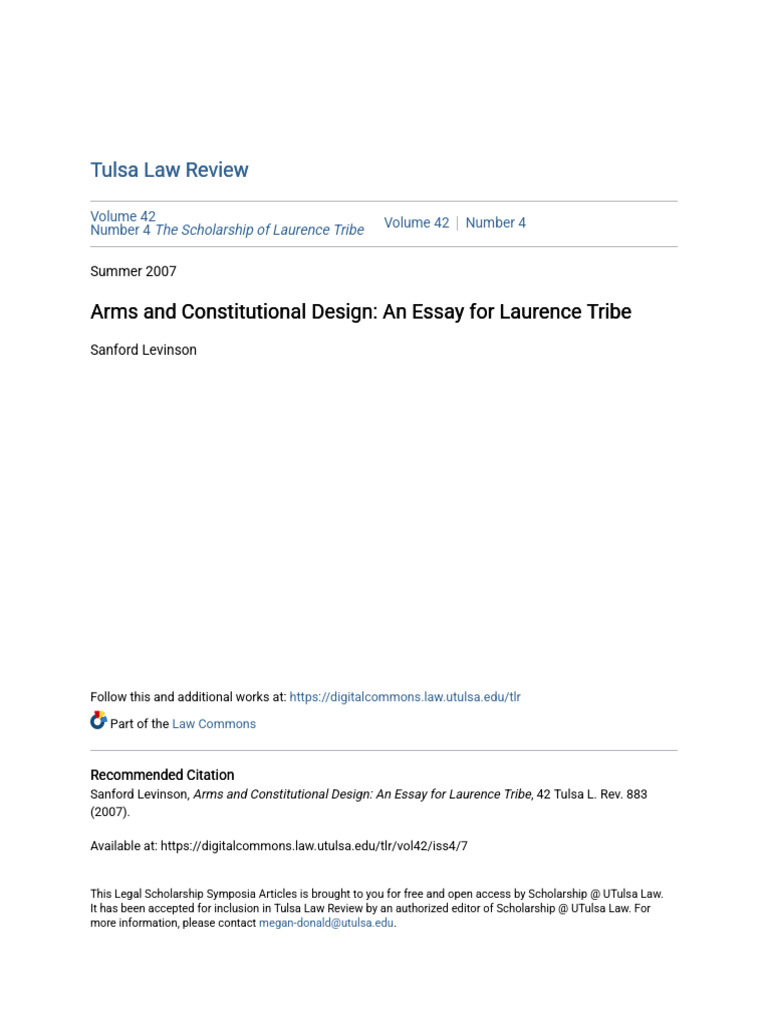 Arms and Constitutional Design - An Essay For Laurence Tribe | PDF ...