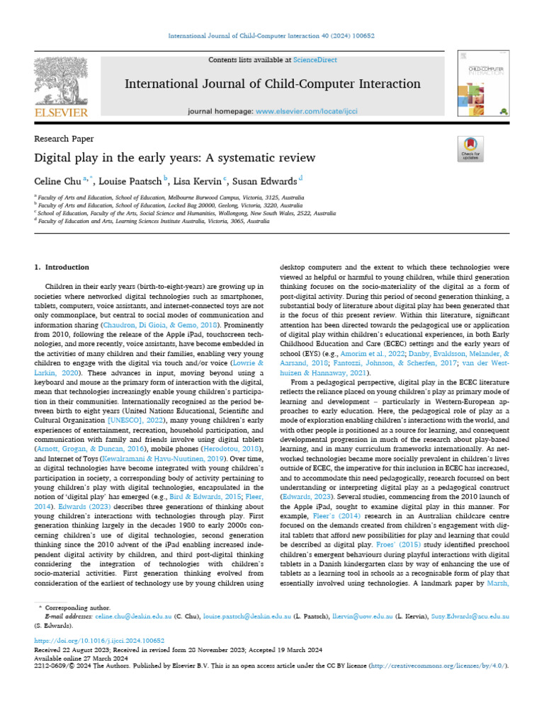 Digital Play in Early Childhood: Review | PDF | Inquiry | Science