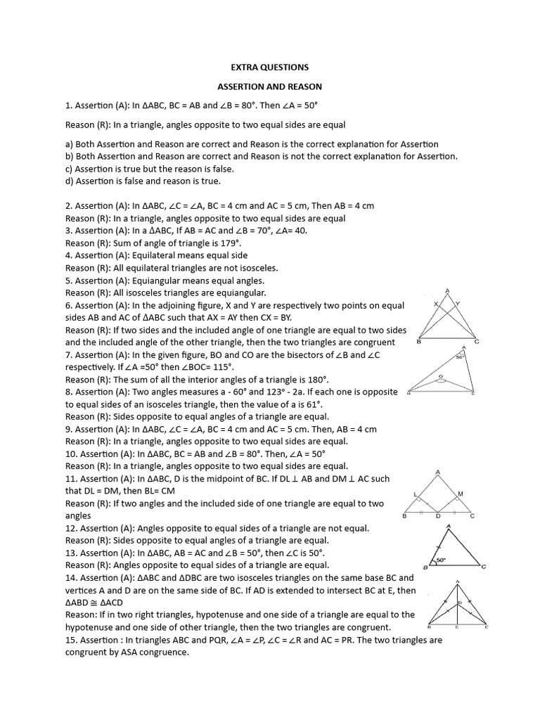 Triangle Congruence Assertions and Reasons | PDF | Triangle | Geometry