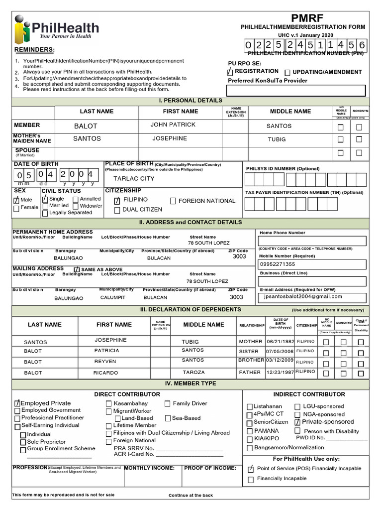 PMRF Registration Form Overview | PDF | Identity Document | Birth ...