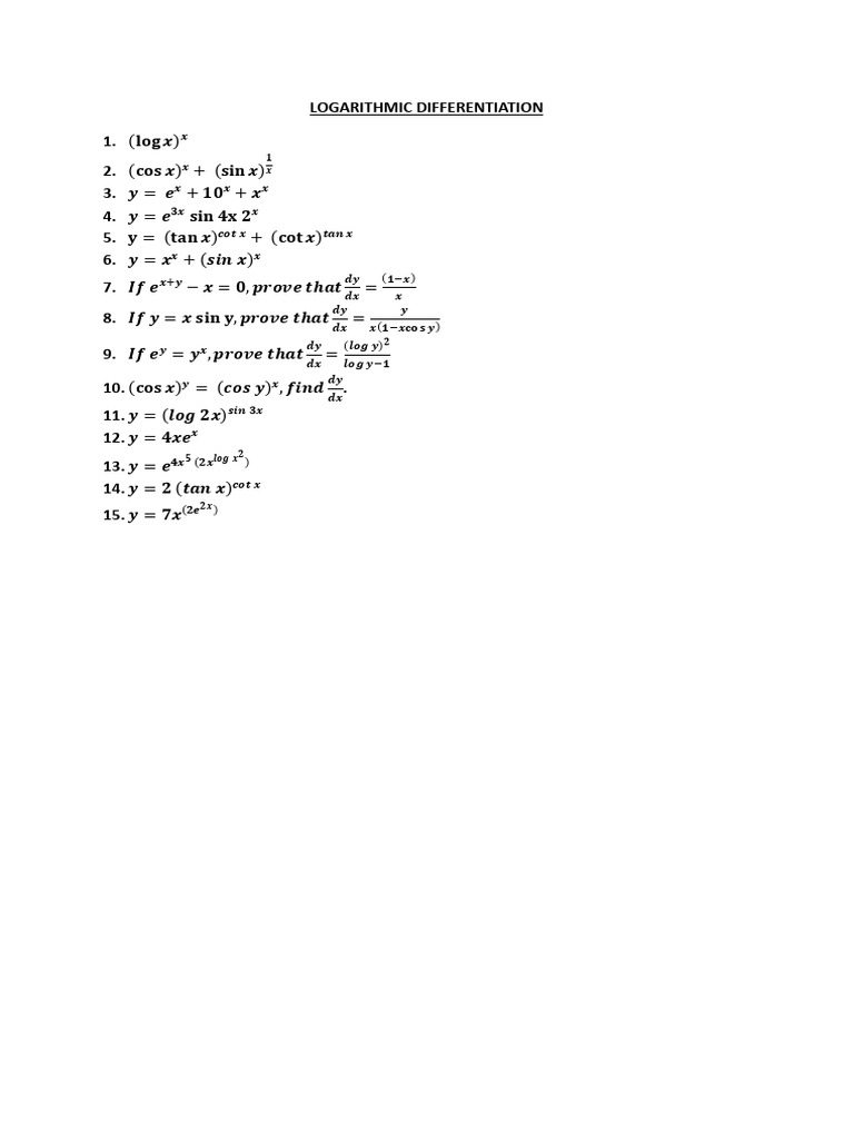 Logarithmic Differentiation Examples | PDF