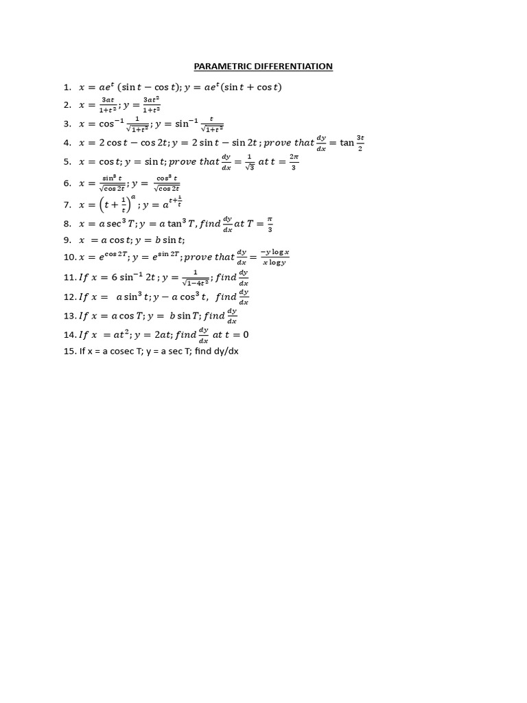 Parametric Differentiation Examples | PDF
