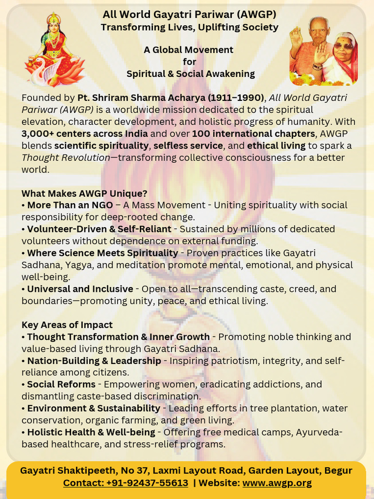 Transforming Lives, Uplifting Society: All World Gayatri Pariwar (AWGP ...