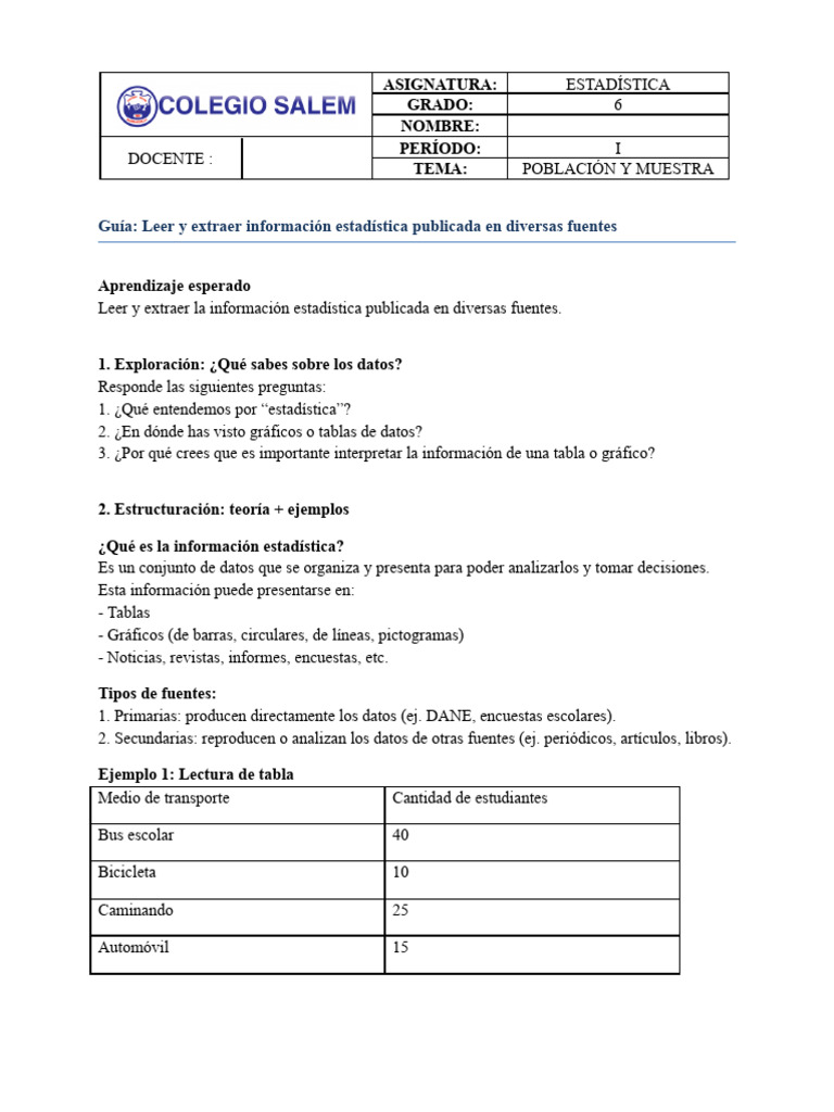 Guía para Extraer Información Estadística | PDF | Estadísticas ...
