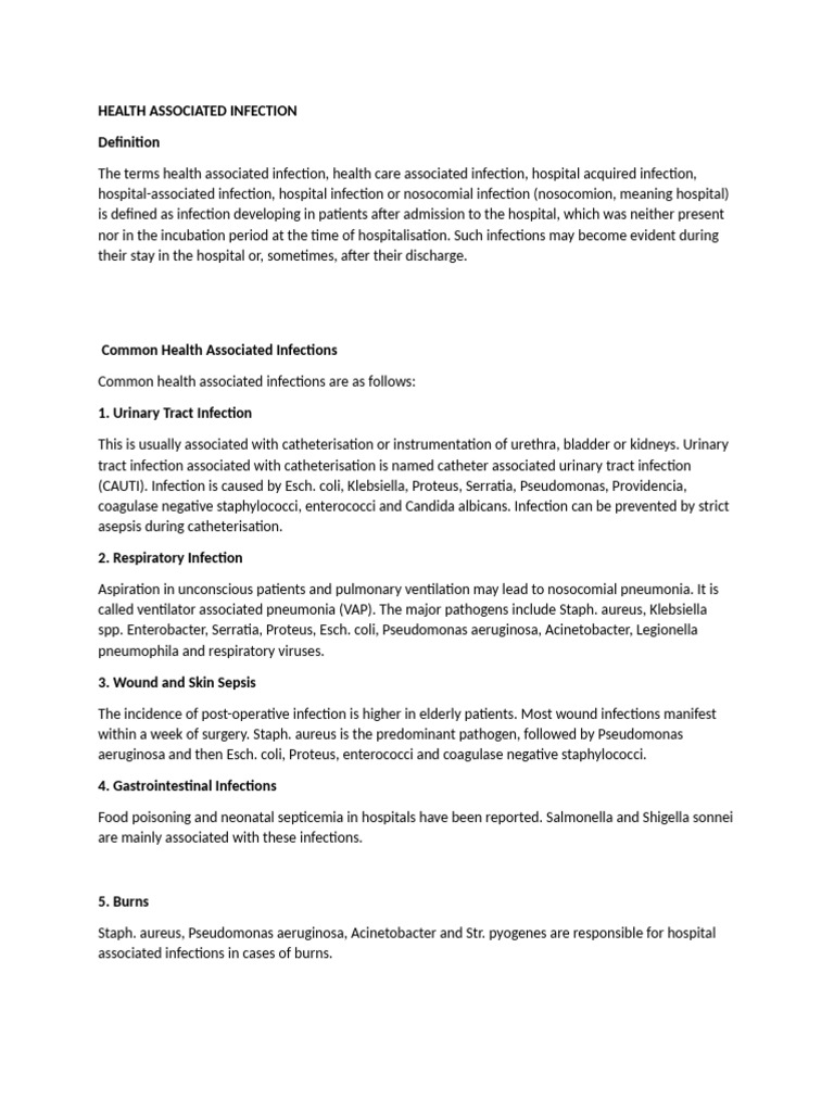 Understanding Health Associated Infections | PDF | Hospital Acquired ...
