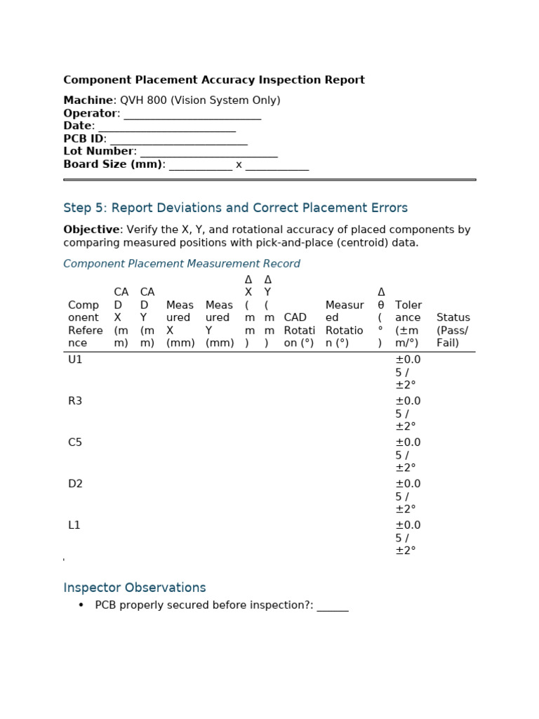Component Placement Accuracy Report | PDF