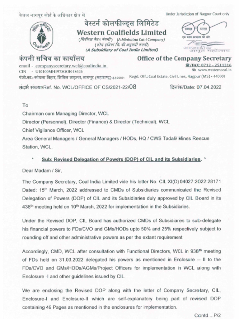 Revised Dop WCL | PDF