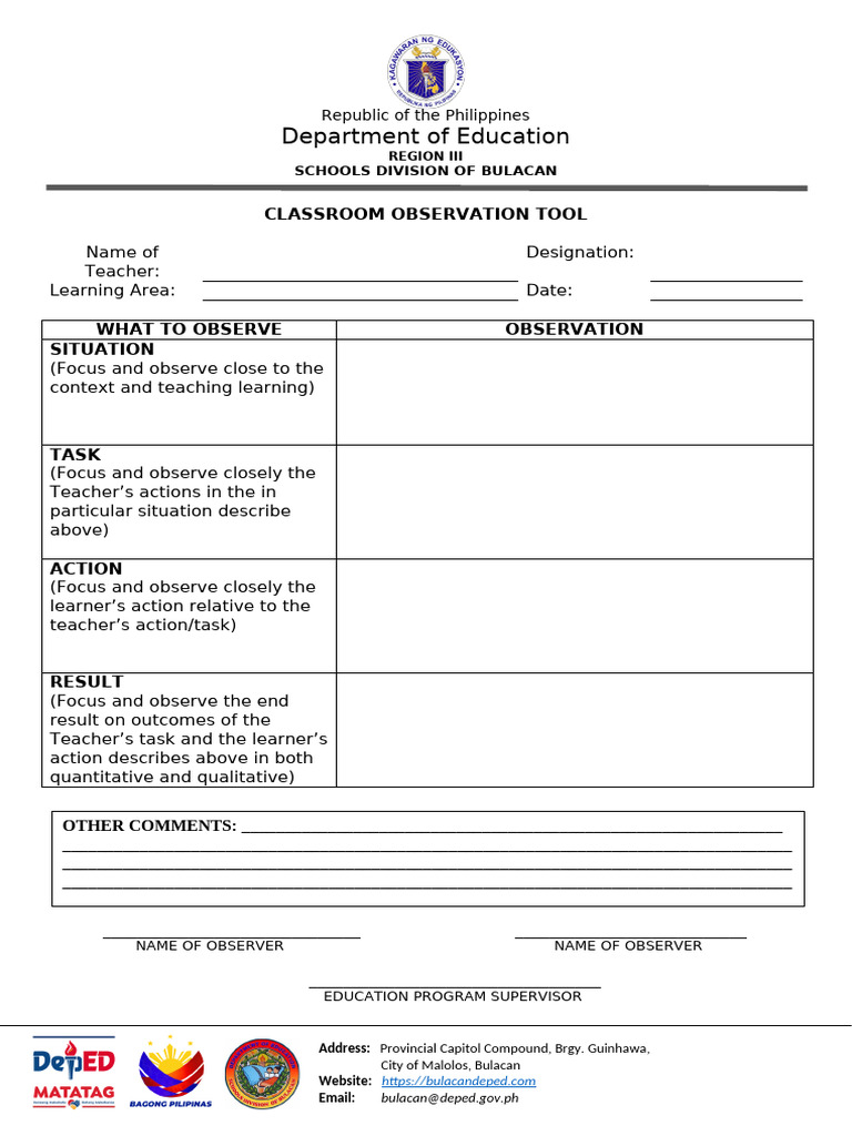 STAR Observation Tool in DepEd | PDF