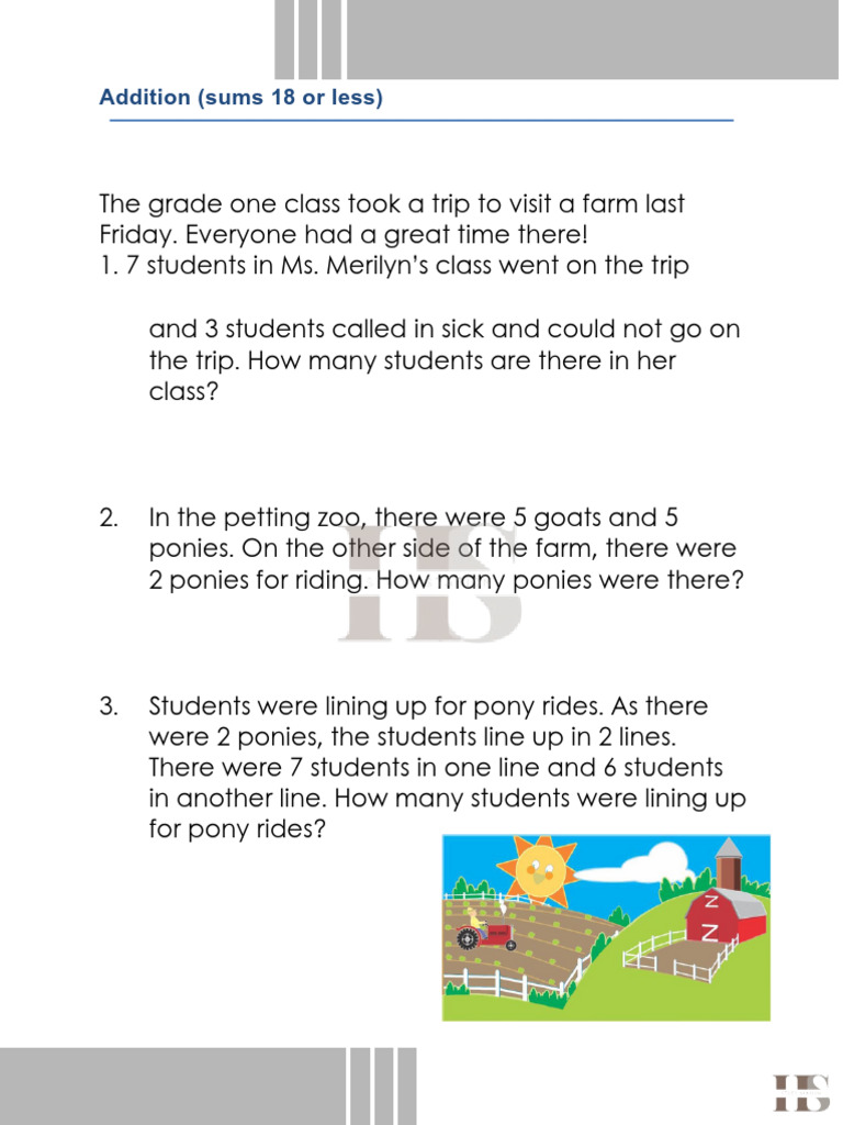 Grade 1 Addition Story Problems | PDF