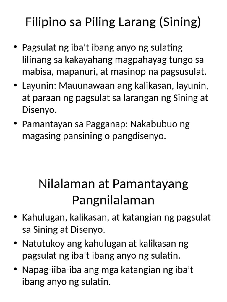 Filipino Sa Piling Larang Sining Pages1to3 | PDF