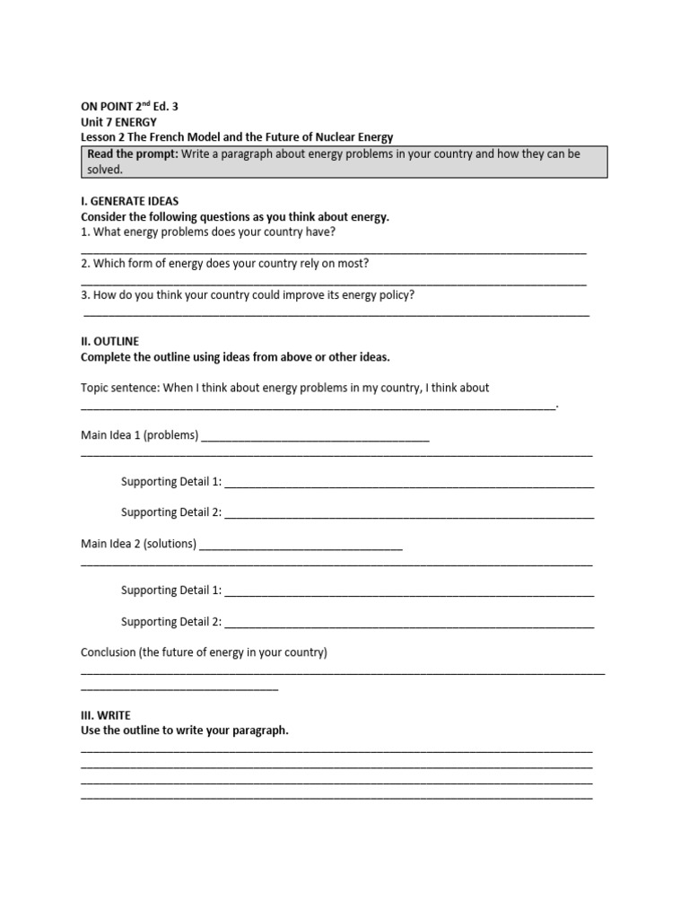 OP3 - Writing Worksheet Unit 7 Lesson 2 | PDF | Policy | Sustainability