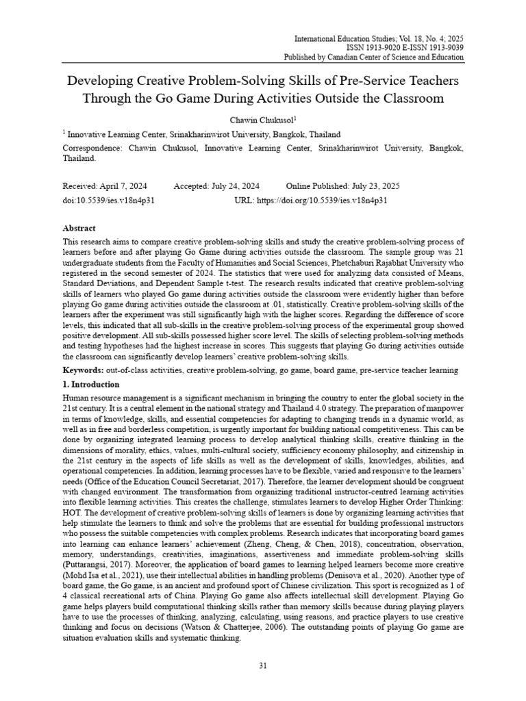 Developing Creative Problem-Solving Skills of Pre | PDF | Learning ...