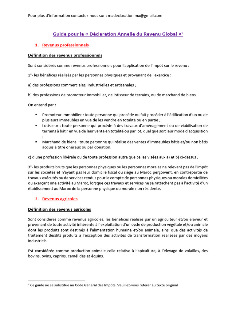 Guide sur la Déclaration de Revenus au Maroc | PDF | Impôt sur le ...
