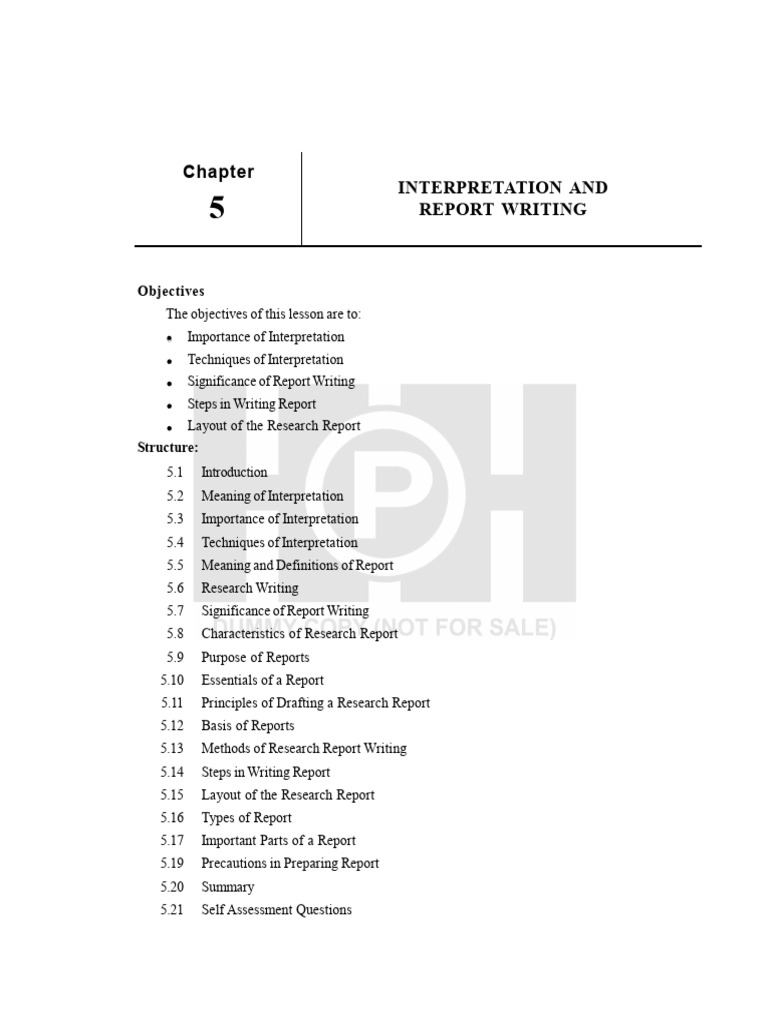 Interpretaion & Report Writing | PDF | Data | Methodology