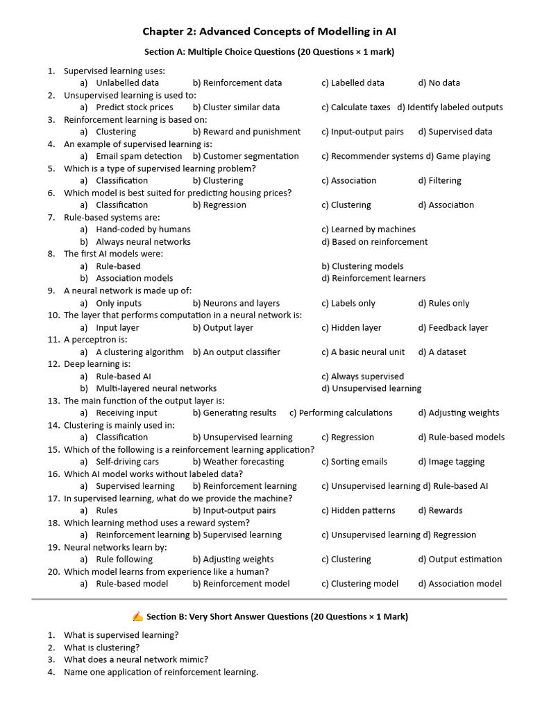 Advanced Concepts of Modeling in AI (WORK SHEET) | PDF | Deep Learning ...