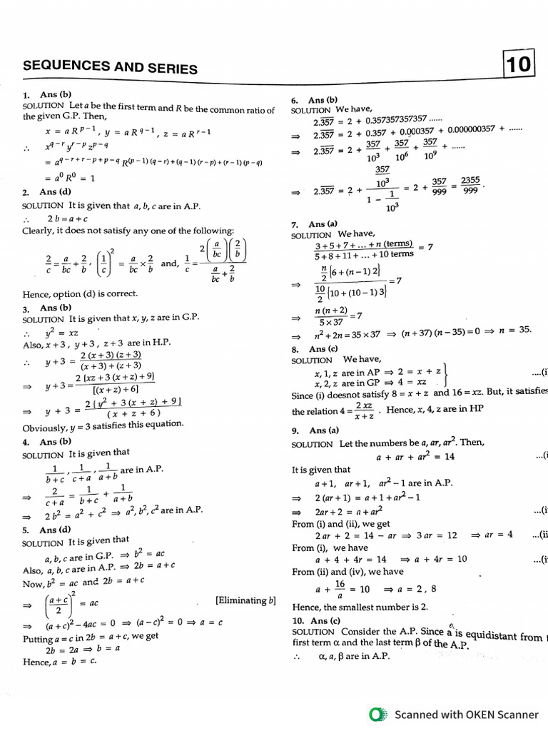 Sequence and Series Solutions | PDF