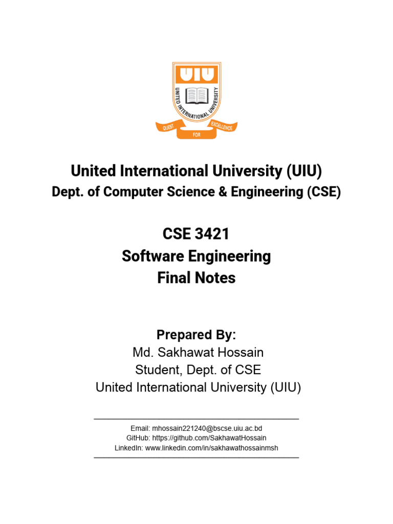 Software Engineering Final Notes UIU | PDF | Class (Computer ...
