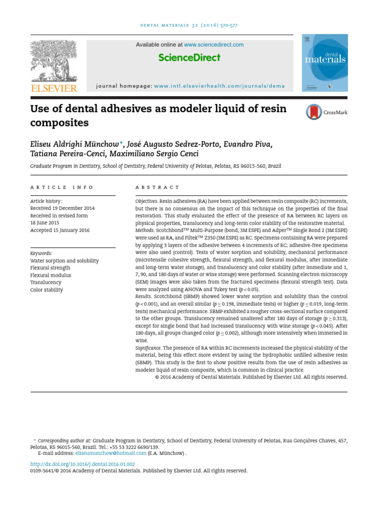 Impact of Dental Adhesives on Resin Composites | PDF | Composite ...