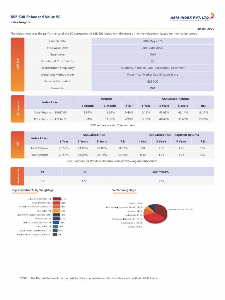BSE 500 Enhanced Value 50 Index Overview | PDF | Stock Market Index ...