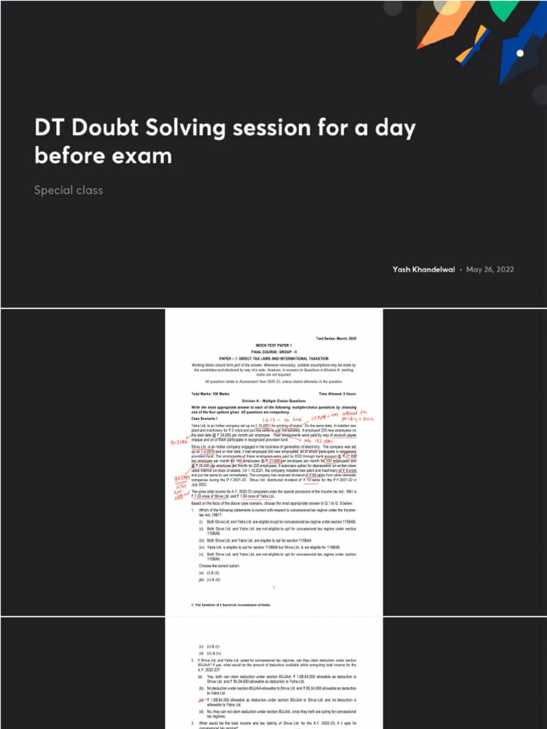 DT Doubt Solving Session For A Day Before Exam No Anno | PDF