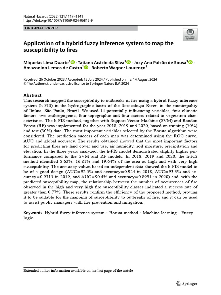 Fire Susceptibility Mapping Using h-FIS | PDF | Fuzzy Logic | Support ...