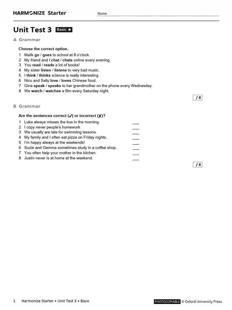 Harmonize Starter Unit Test 3 | PDF | Outdoor Recreation