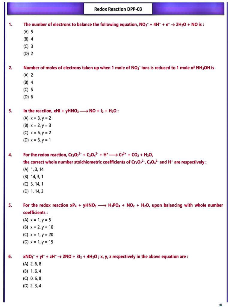 Redox Reaction DPP3 | PDF