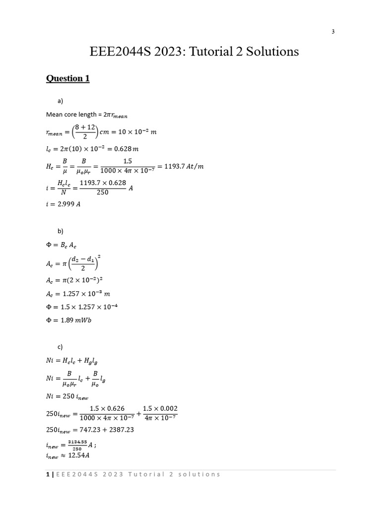 EEE2044S 2023 Electrical Engineering Solutions | PDF