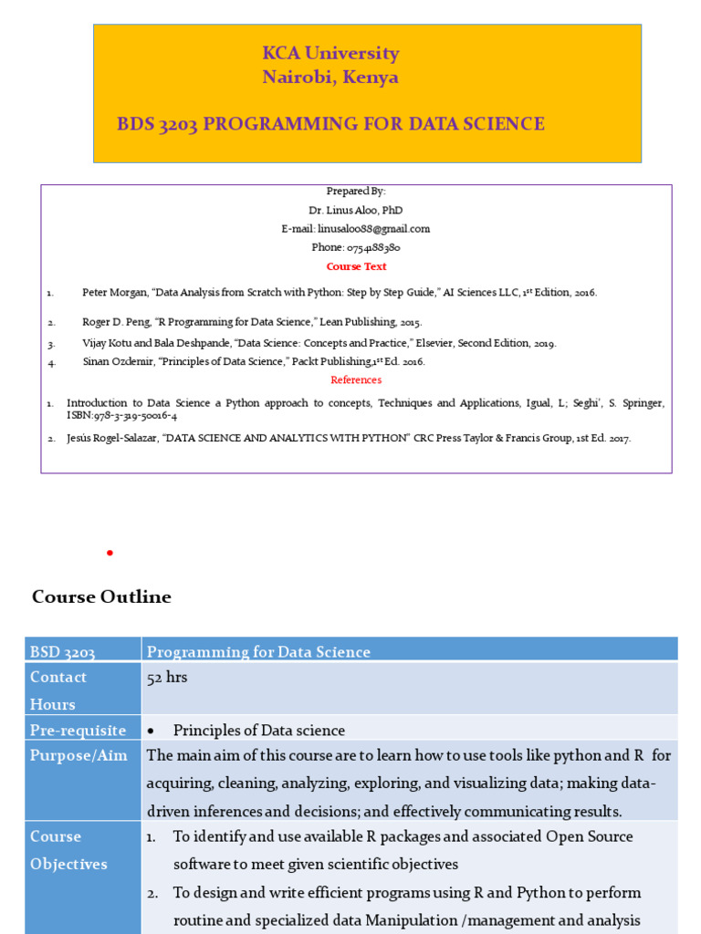 Programming for Data Science Course Guide | PDF | Python (Programming ...