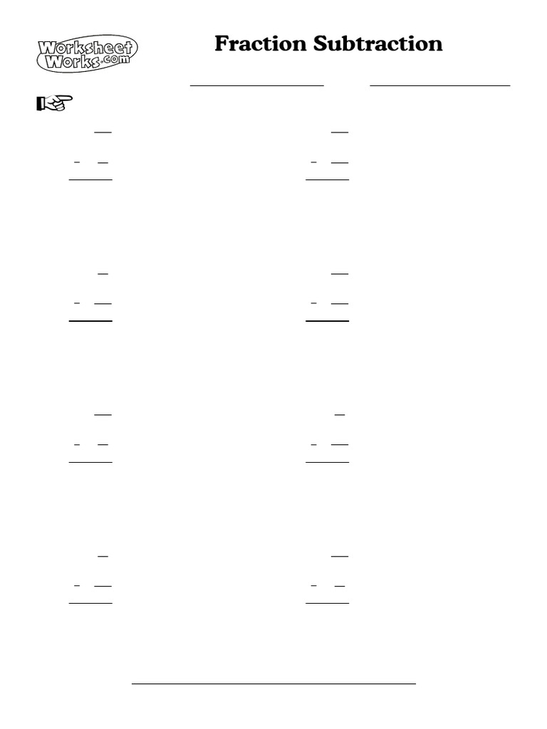Fraction Subtraction Worksheet for Class 8 | PDF | Mathematical Objects ...